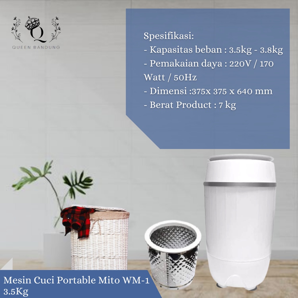 Mesin Cuci Portable Mito WM1 3.5Kg