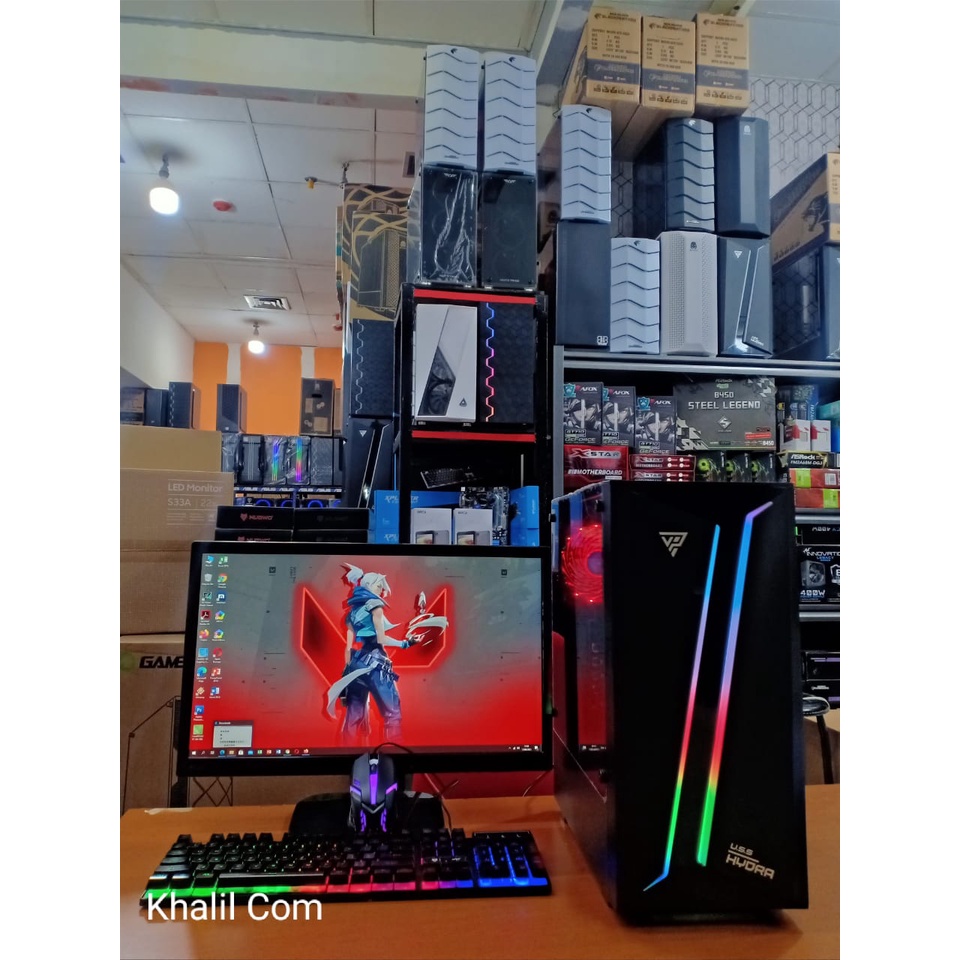 Pc Gaming Editing Core i5 Vga  Gt 1030 Hdd 1 Tera Ssd 128 Gb Monitor Fullset