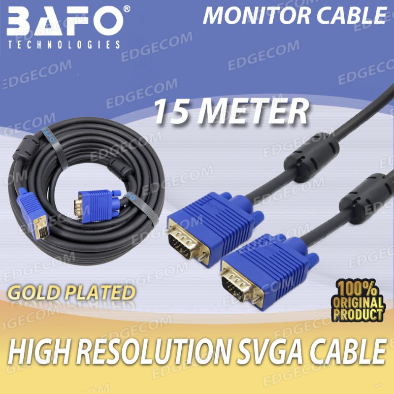 BAFO Kabel VGA Male to Male 15 Meter Gold Plated ORIGINAL