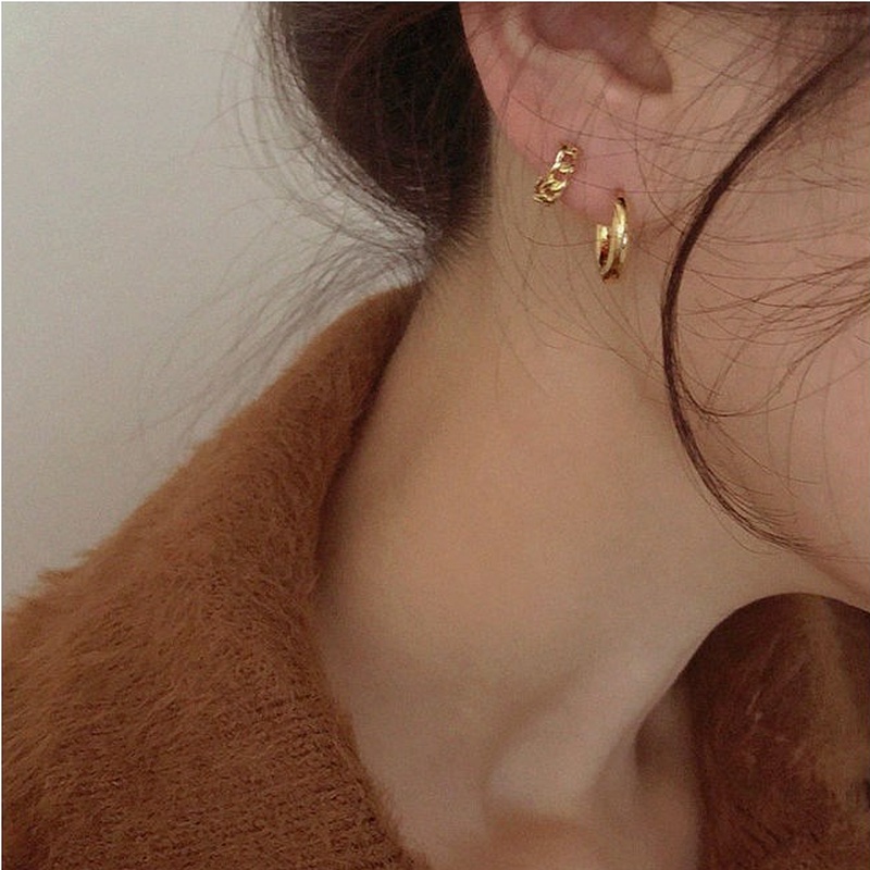 We Flower Anting Hoop Rantai Twisted Bahan S925 Silver Metal Bentuk Geometris Untuk Wanita