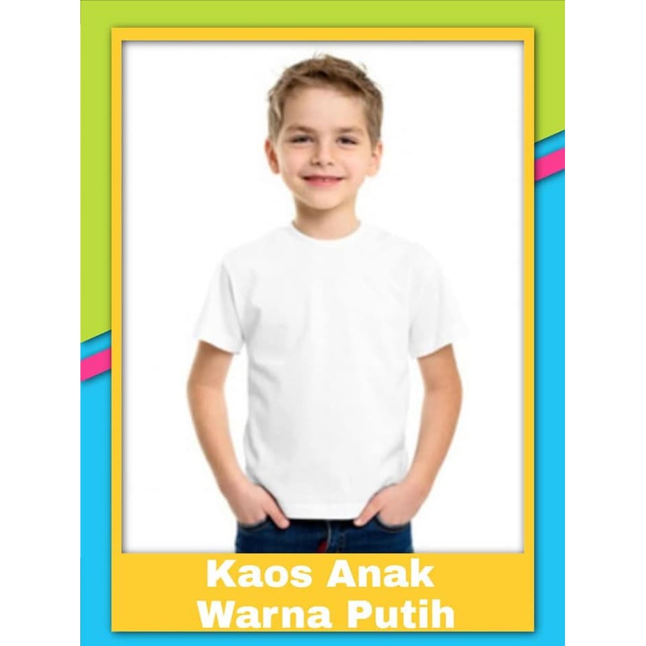 PROMO MURAH Kaos polos anak Putih - Oblong polos anak warna Putih - kaos putih .