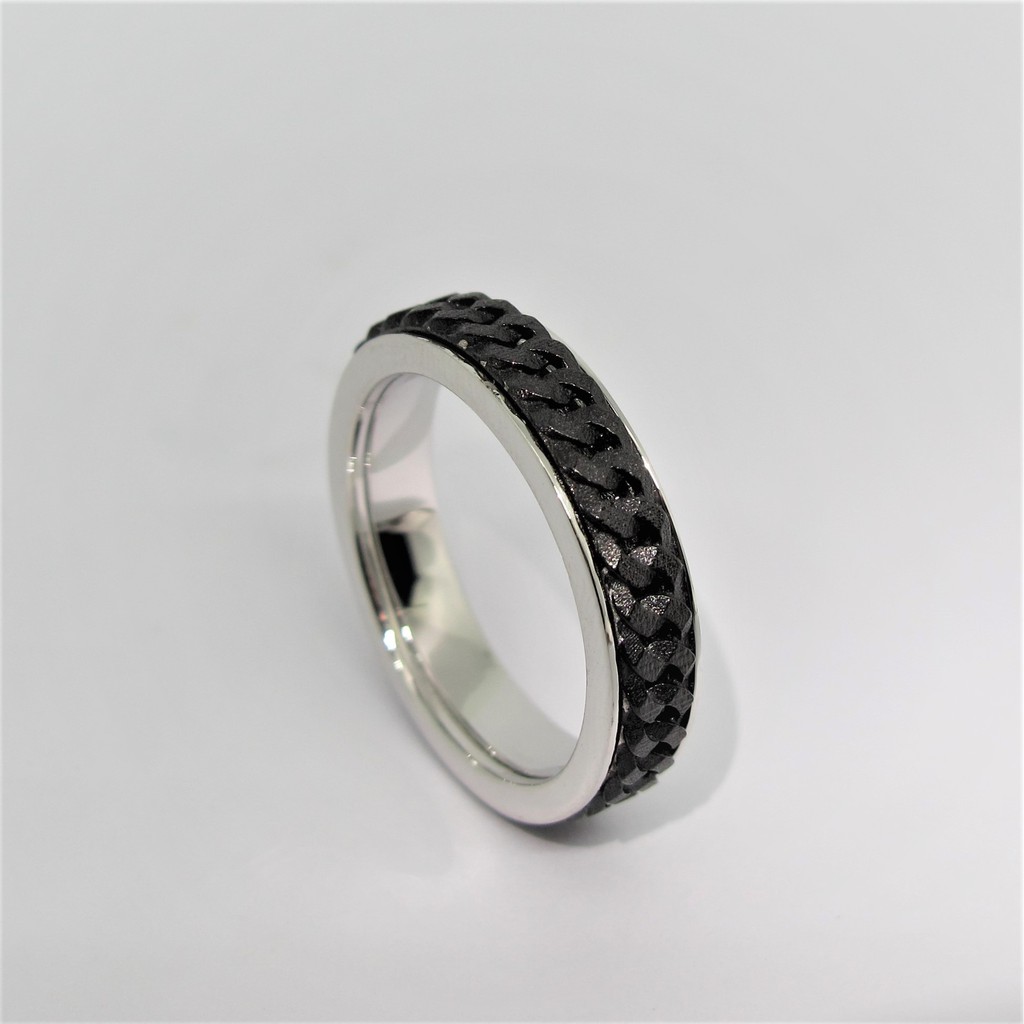 Cincin anak dan dewasa emas asli kadar 750 75% 22 4 gr fashion cantik elegan padat ikat pinggan hitam rantai sisik