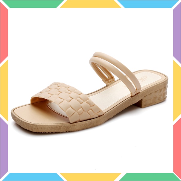 713-2 Sandal Sepatu Wedges Wanita Wonderly Motif Buaya Sendal Slop Jelly Karet Motif Ular Tawana-Cream