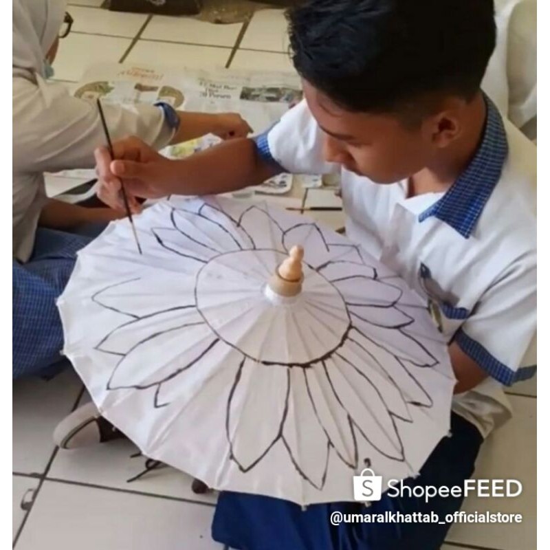 PAYUNG LUKIS / Payung Lukis Kain felles / Payung Geulis Diameter 50cm bahan kain sateen