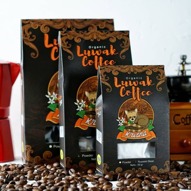 

KOPI LUWAK BALI ORGANIK (ORGANIC LUWAK COFFEE) ASLI BALI "KRISNA" 100gr + BUBBLE WRAP