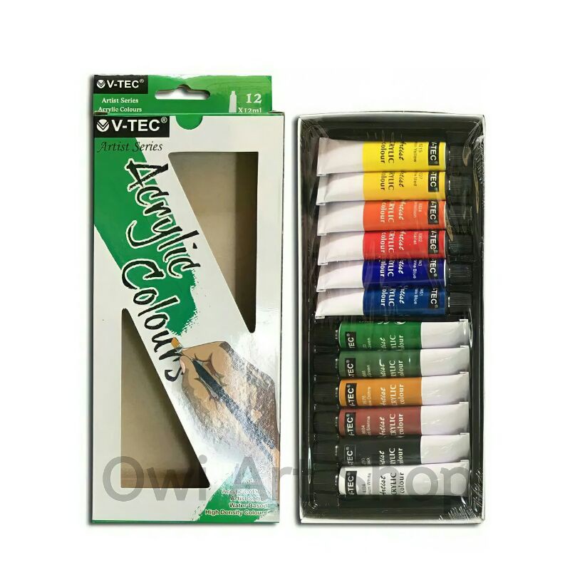

V-TEC Acrylic Colors 12 x 12ml - Cat Akrilik V-TEC 12x12ml