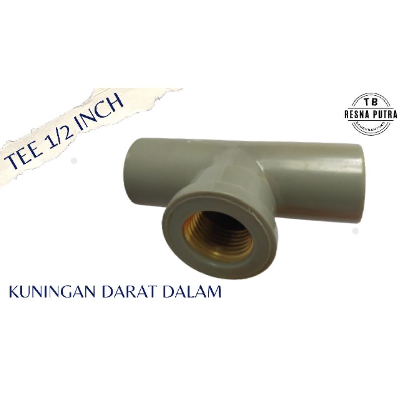 tee 1/2 inch drat dalam kuningan