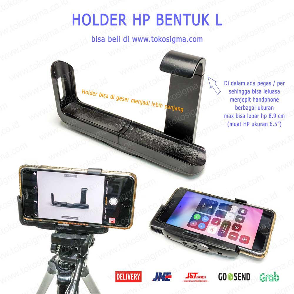 KLIP JEPITAN Clamp HP SMARTPHONE UNTUK PASANG DI TRIPOD TONGSIS - HOLDER L