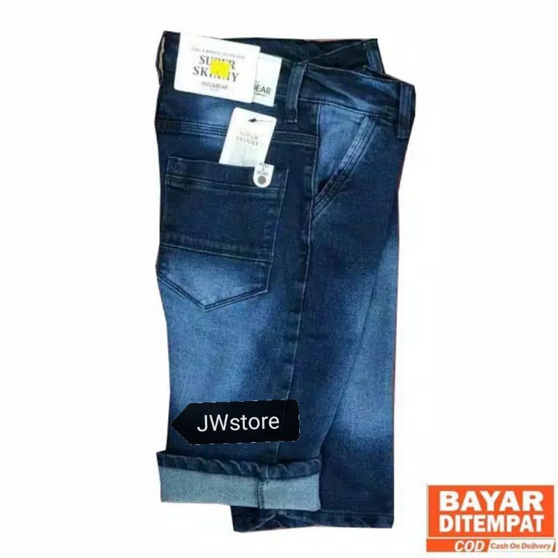 Celana Jeans Pendek Pensil Pria Street/Karet