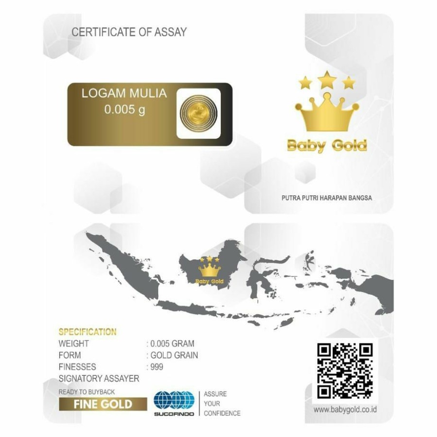 Microgram/Baby Gold 0,001 Gram Emas Mini Logam Mulia 24 Karat Jaminan Asli