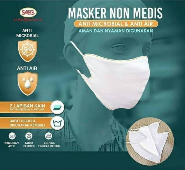 MASKER KAIN ANTI AIR AMAN NYAMAN DIGUNAKAN 2 LAPISAN MASKER SRITEX