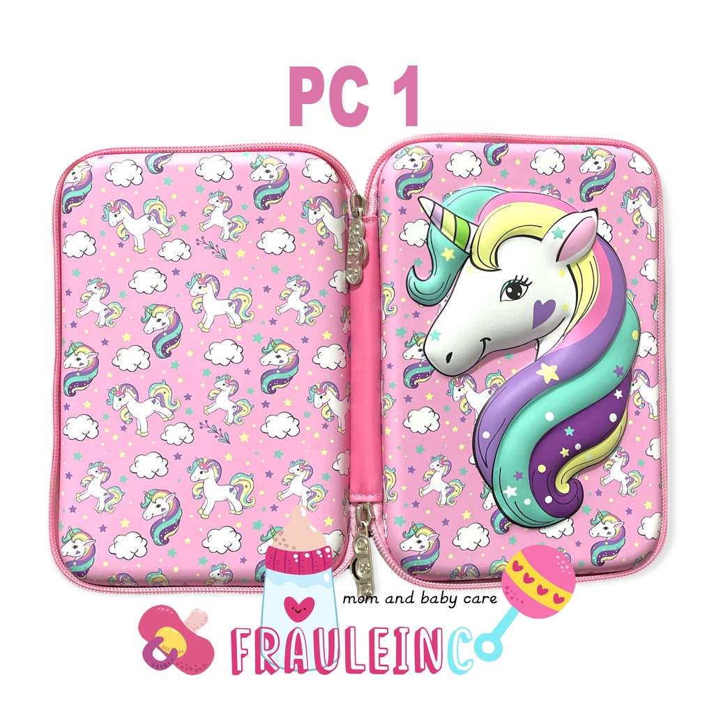 *FRAULEINCO* GROSIR Pencil Case / kotak pensil EMBOSS 6D Unicorn, Lol, Frozen, Batman, Spiderman