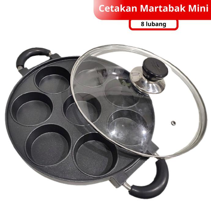 hanya disini] Cetakan Kue Martabak Mini 8 Lubang Loyang Kue Anti Lengket Suggo