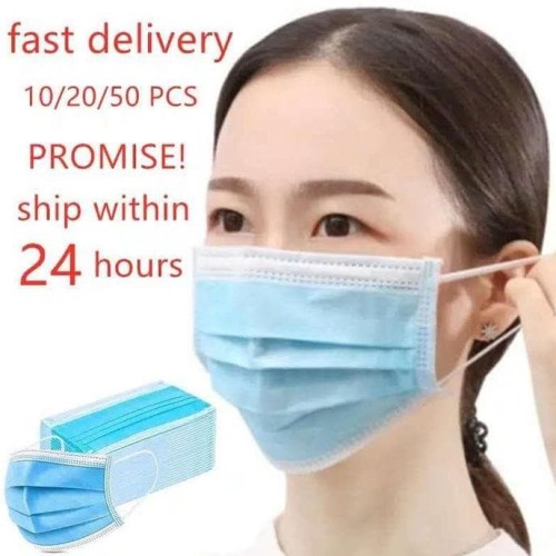 TERMURAH! Masker Medis 3ply 50pcs Earloop Disposable Mask Masker non Surgical mask Masker Korea biru