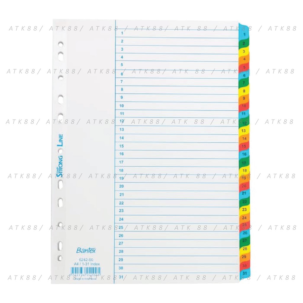 

Bantex Strongline Indexes A4 1-31 (31 Pages) #6242