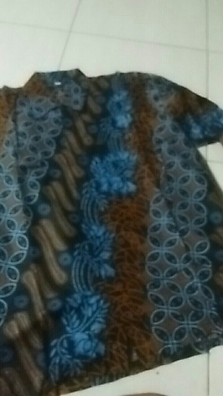 Batik Couple Gamis Busui Kombinasi Batik Couple Keluarga Katun Motif Seno Parang Biru Ori Bcp