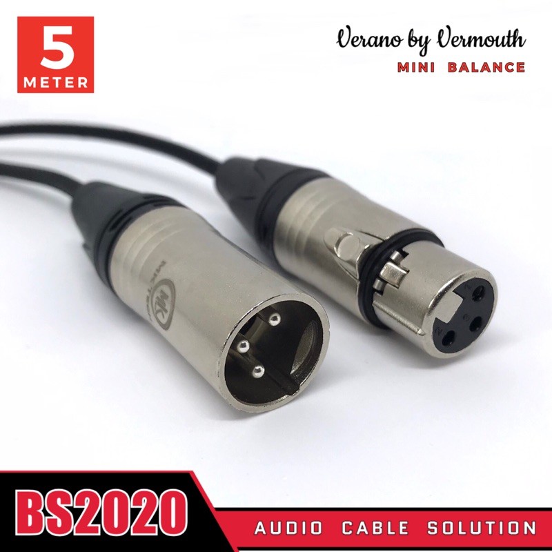 Kabel XLR Male to XLR Female - Verano by Vermouth Mini Balanced - 5 Meter