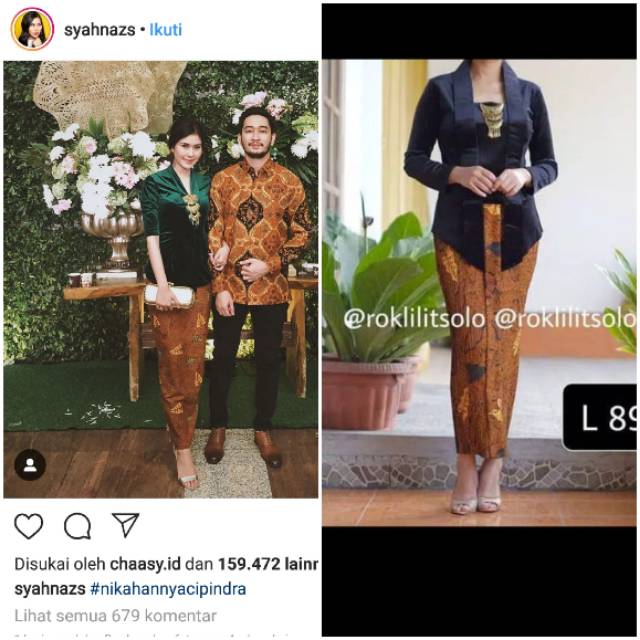 Bawahan kebaya / rok plisket melar  / rok batik daun sogan L 89