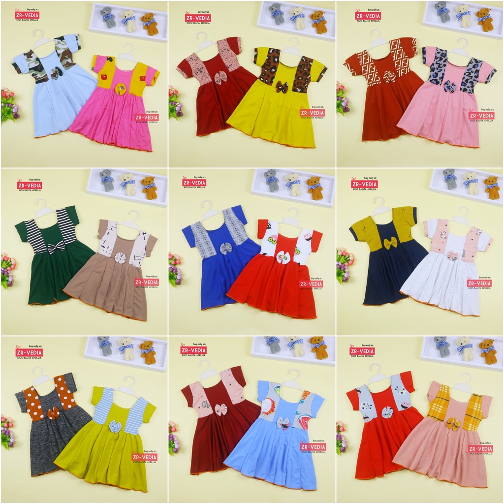 Dress Nadine uk Bayi - 8 Tahun / Pakaian Baju Cewek Dres Pesta Import Baby Perempuan Murah Harian