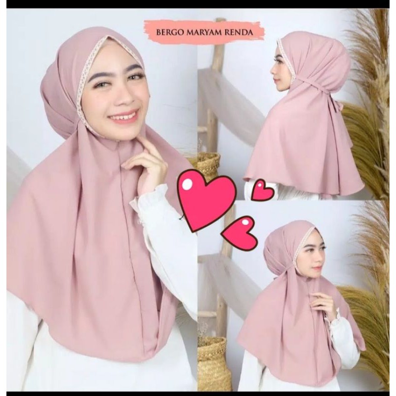 BERGO MARYAM RENDA SET MASKER/JILBAB DIAMOND/JILBAB INSTAN