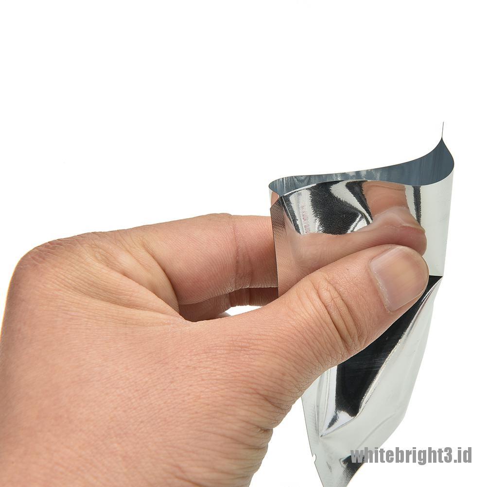 ❤White3 Warna Putih❤ 100pcs Kantong Vacuum Aluminum Foil Warna Silver Untuk Menyimpan Makanan