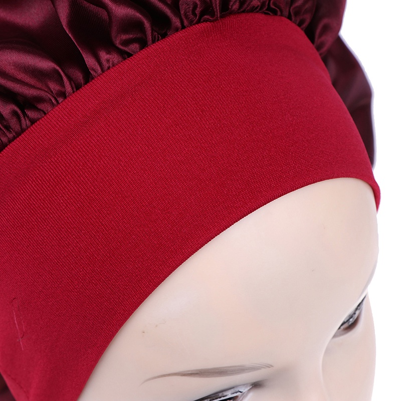 Topi Bonnet Bahan Satin Warna Solid Ukuran 58cm Untuk Wanita