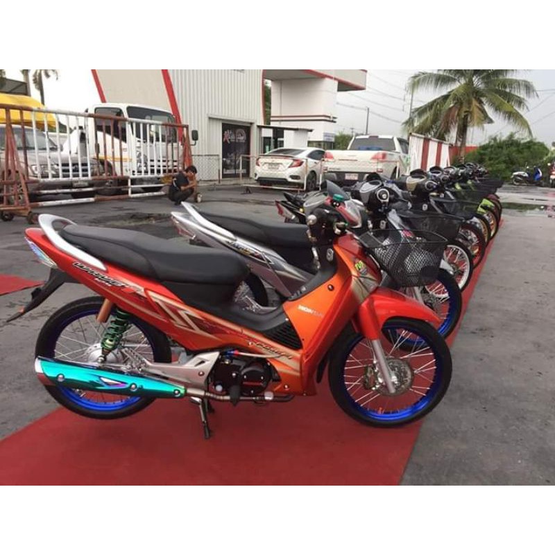 striping wave 125i supra x 125 orange / merah