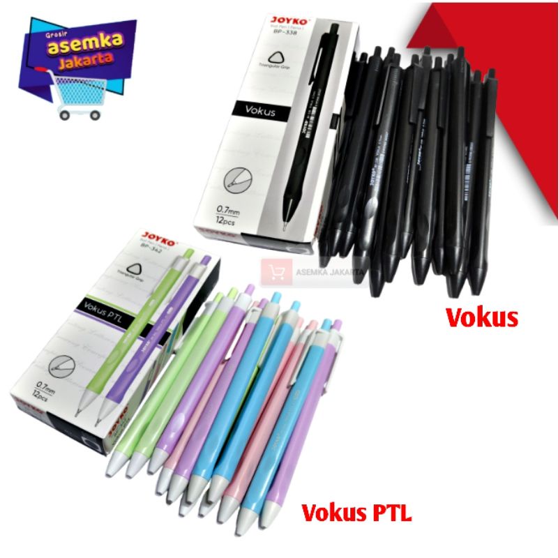 Pulpen Joyko BP-342 bolpen BP-338 Pen Vokus Ballpoint Vokus PTL 12pcs