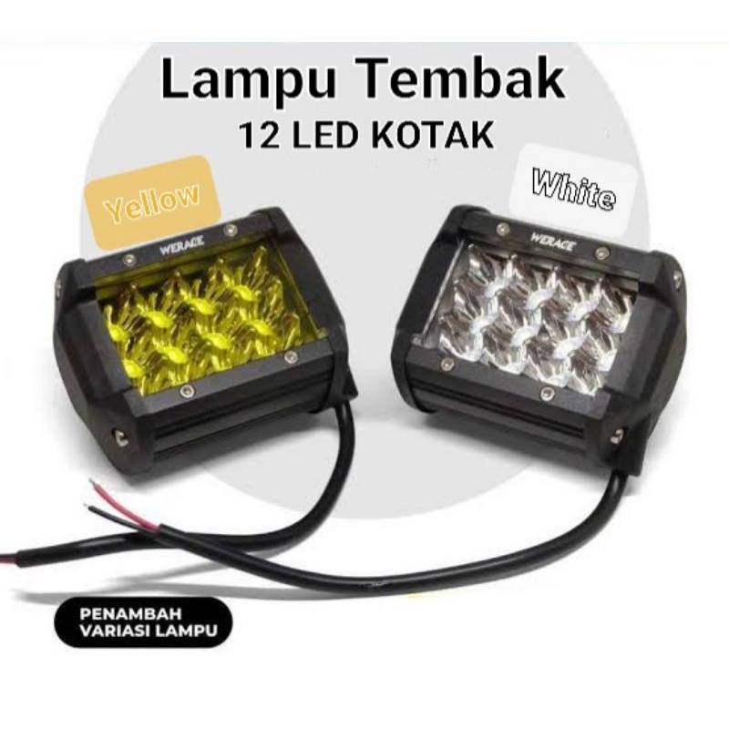 LAMPU TAMBAHAN UNTUK LAMPU TEMBAK SOROT 6 / 12 LED KOTAK UNIVERSAL + DUDUKAN