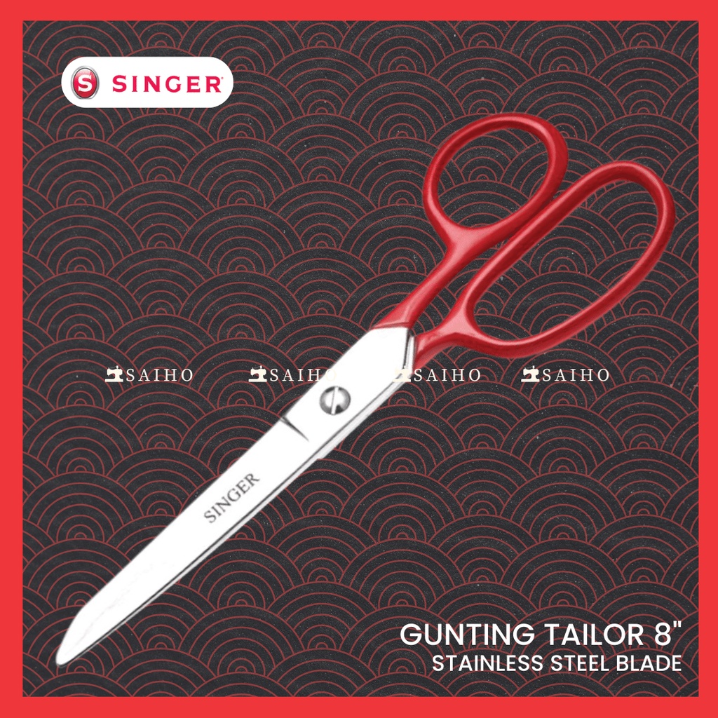 [SINGER] Gunting Singer untuk Kain / Bahan / Fabric | Tailor Scissor 8 inch | Aluminium Handle