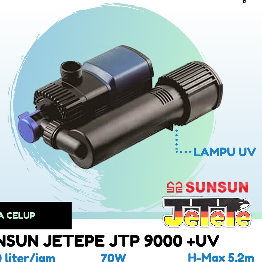 SUNSUN JETEPE JTP 9000 UV / JTP9000 UV / JTP9000UV Pompa Celup Kolam Ikan Hemat Daya Garansi Resmi