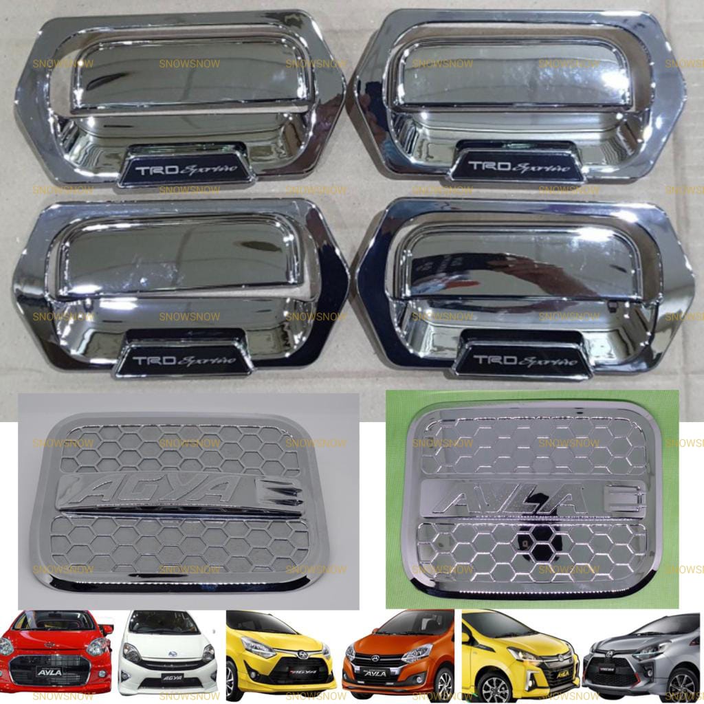 Paket Outer Handle Tank Cover Agya Ayla 2013 2017 2020 2022 TRD Hitam Chrome