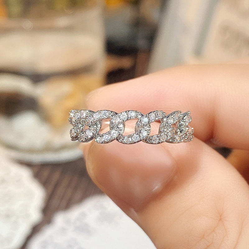 Fancyqube Cincin Jari Wanita Desain Bling Link Untuk Pesta Pernikahan