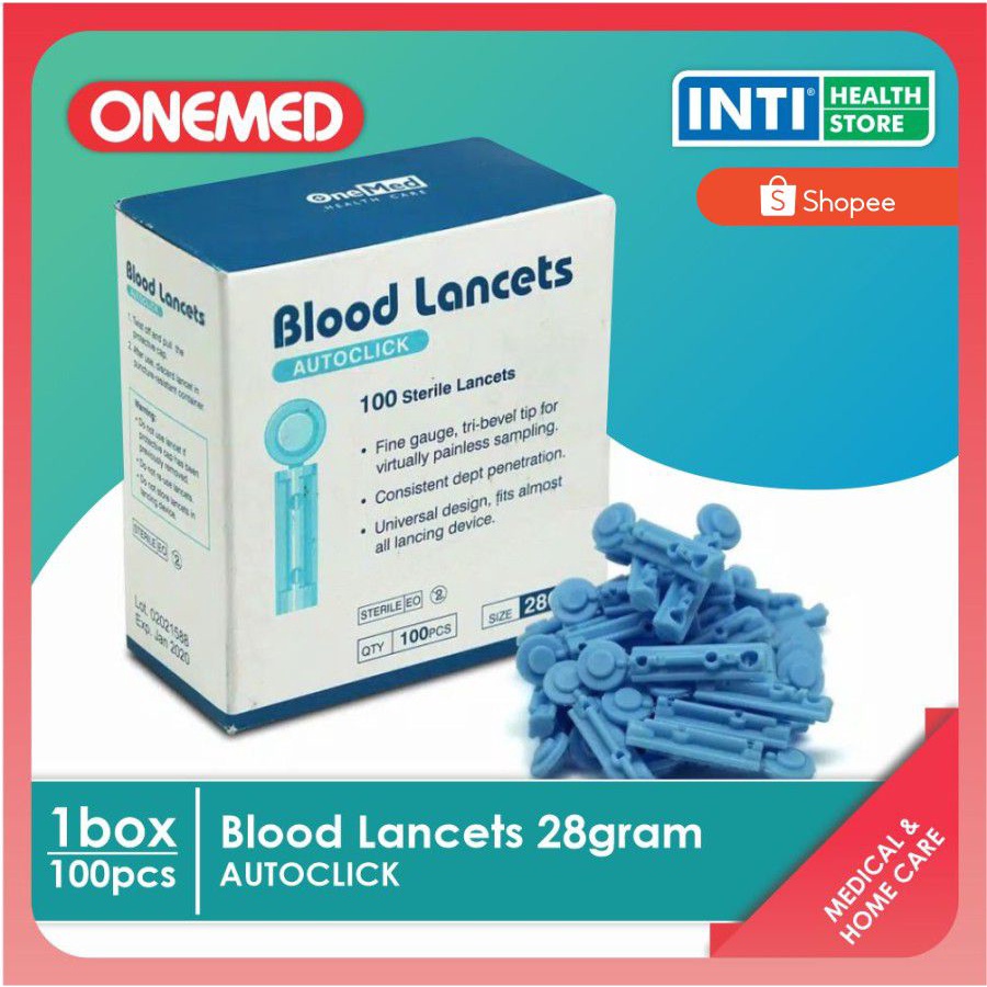 Onemed | Blood Lancets 28G 26G | Jarum Lancet 28G 26G