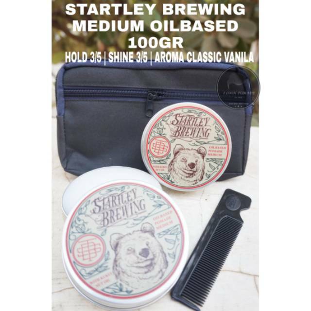 STARTLEY BREWING POMADE MEDIUM HOLD OILBASED FREE CLUTCH BAG 100gram