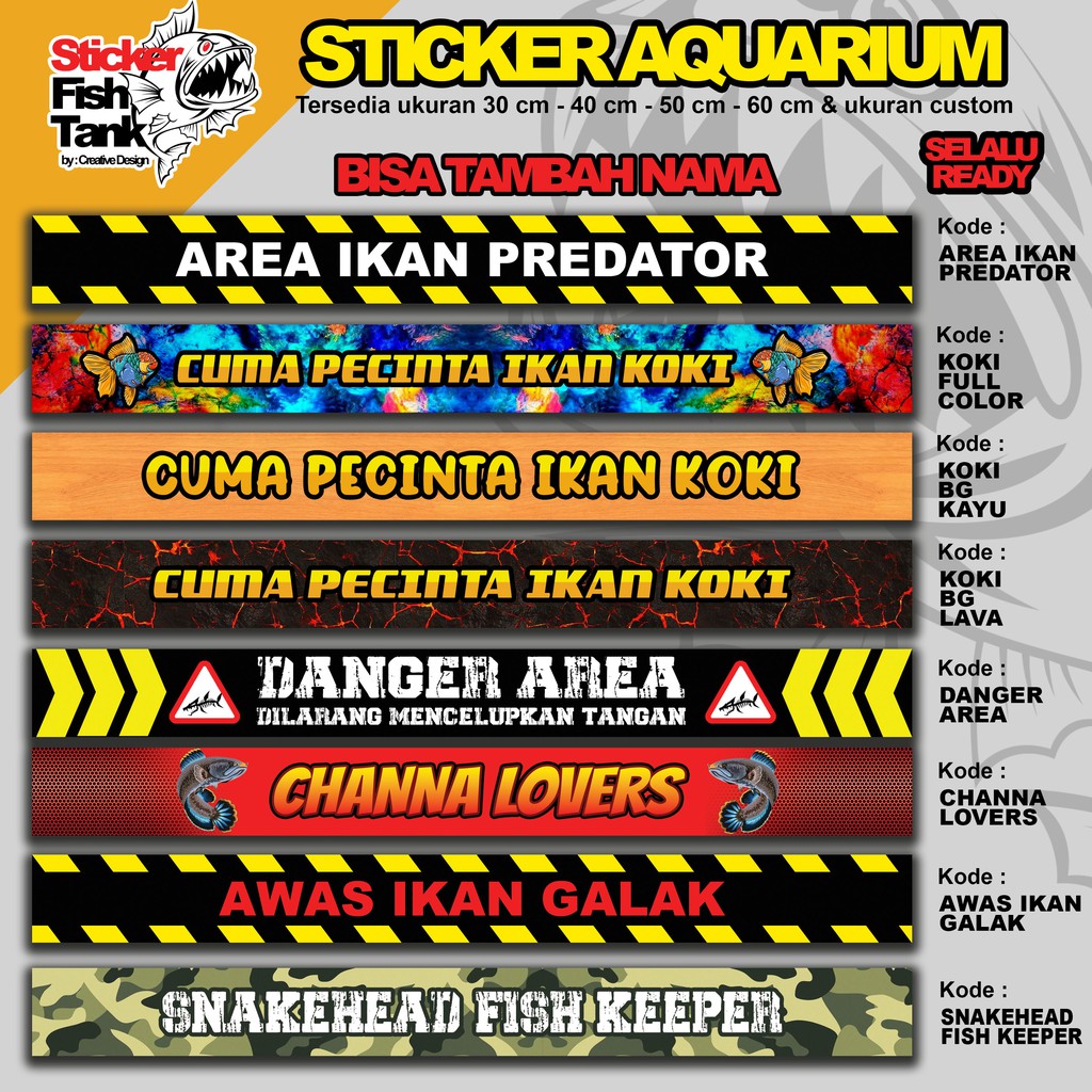 

STICKER AQUARIUM KEREN DAN LUCU & BISA CUSTOME