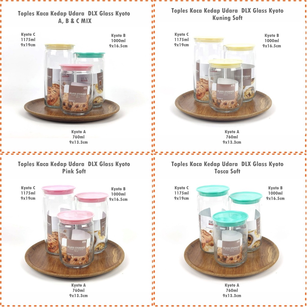 [Set 3pcs] Toples Kaca DLX  Glass Kyoto Mix A, B, C