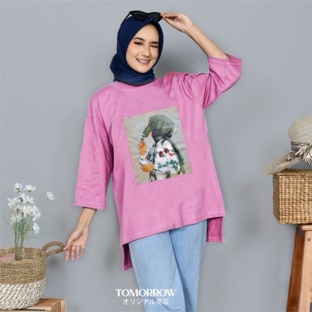 Rona Top Blouse Wanita  Import BabyTeri  Atasan Wanita Lengan 7/8 Baju Top Kekinian