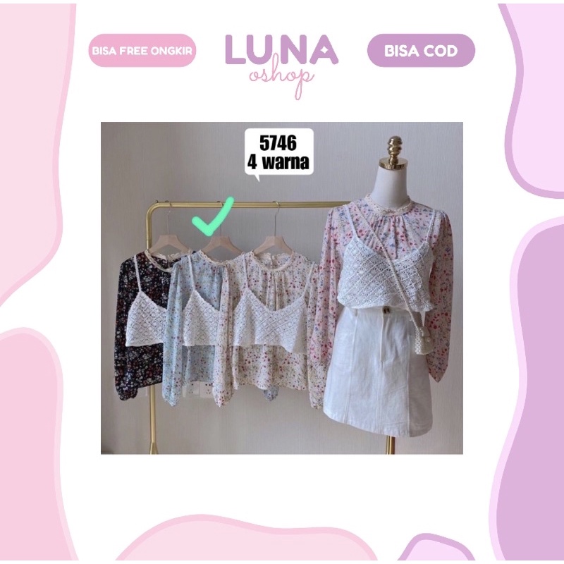 VINTAGE BLOUSE WINNIE / TANKTOP / ONE SET / BLOUSE KOREA VINTAGE BUNGA