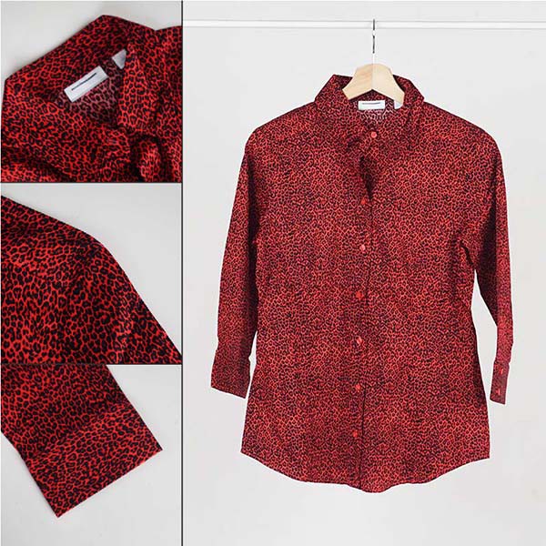 Kemeja Wanita- Leopard Quarter Long Sleeve [CG-NYC 02]-CG-NYC 02 RED TUTUL