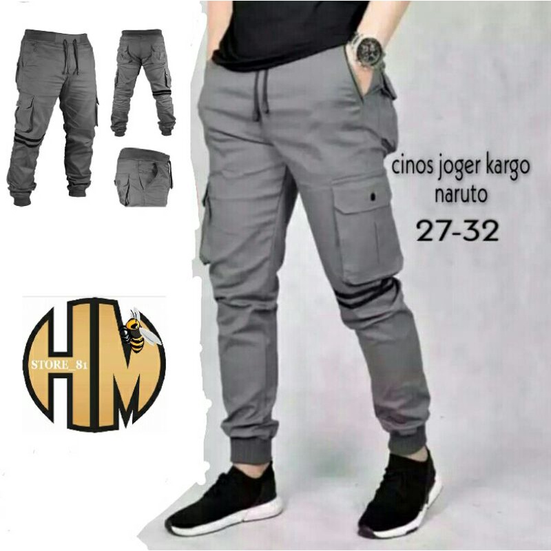 Celana Joger Cargo Strip Pria Original Celana Joger Naruto  (27-32)