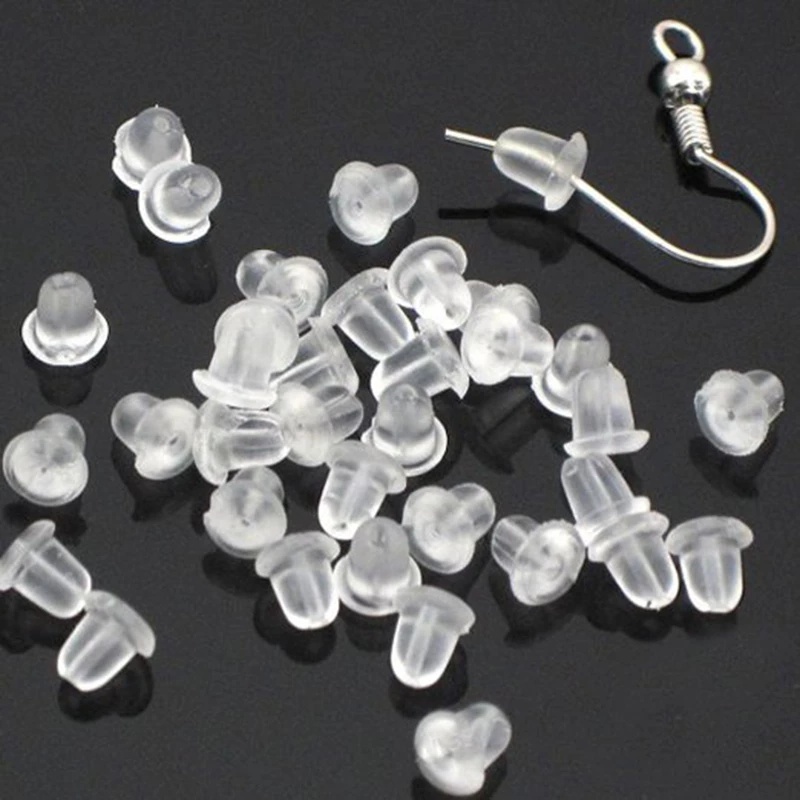 10Pcs Back Soft Transparent Ear Stud Silicone Ear Plugs / Ear Piercing Plug Caps Stoppers