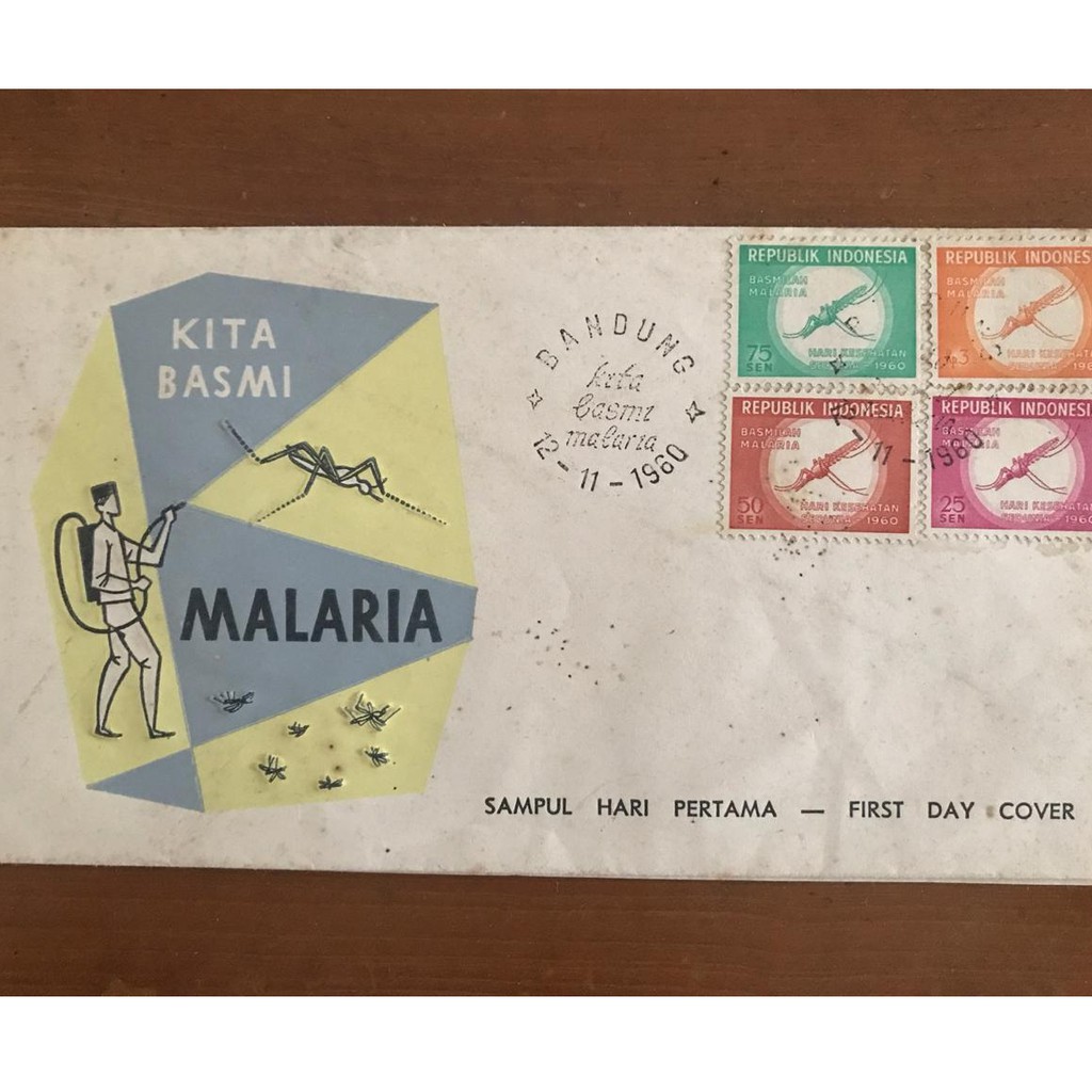 

Sampul Hari Pertama (SHP /FDC) Prangko Indonesia BASMILAH MALARIA 1960