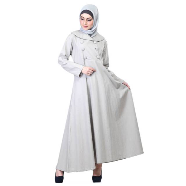 INFICLO Baju Gamis Wanita Terbaru Dress Gamis Remaja Kekinian Korean Style Elegan Untuk Kondangan Pesta Ramadhan Model Terbaru Warna Silver Abu