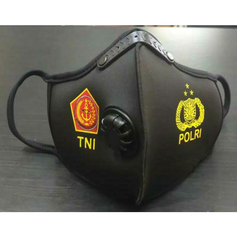 Masker Ventilator Hitam Logo TNI-POLRI