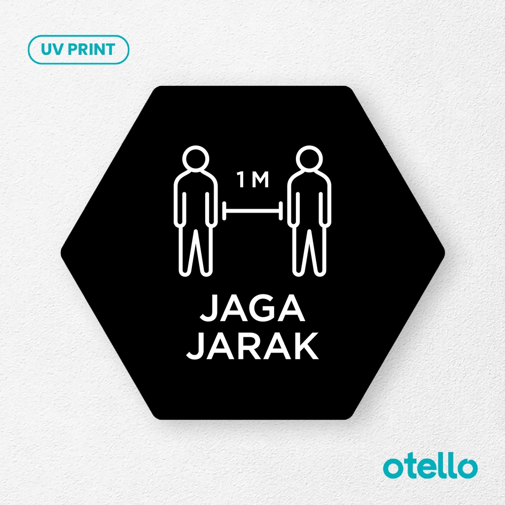 Jaga Jarak Sign Board Akrilik Tempel Signage Dinding Papan Label Acrylic Restoran Dinding Petunjuk Toko Cafe