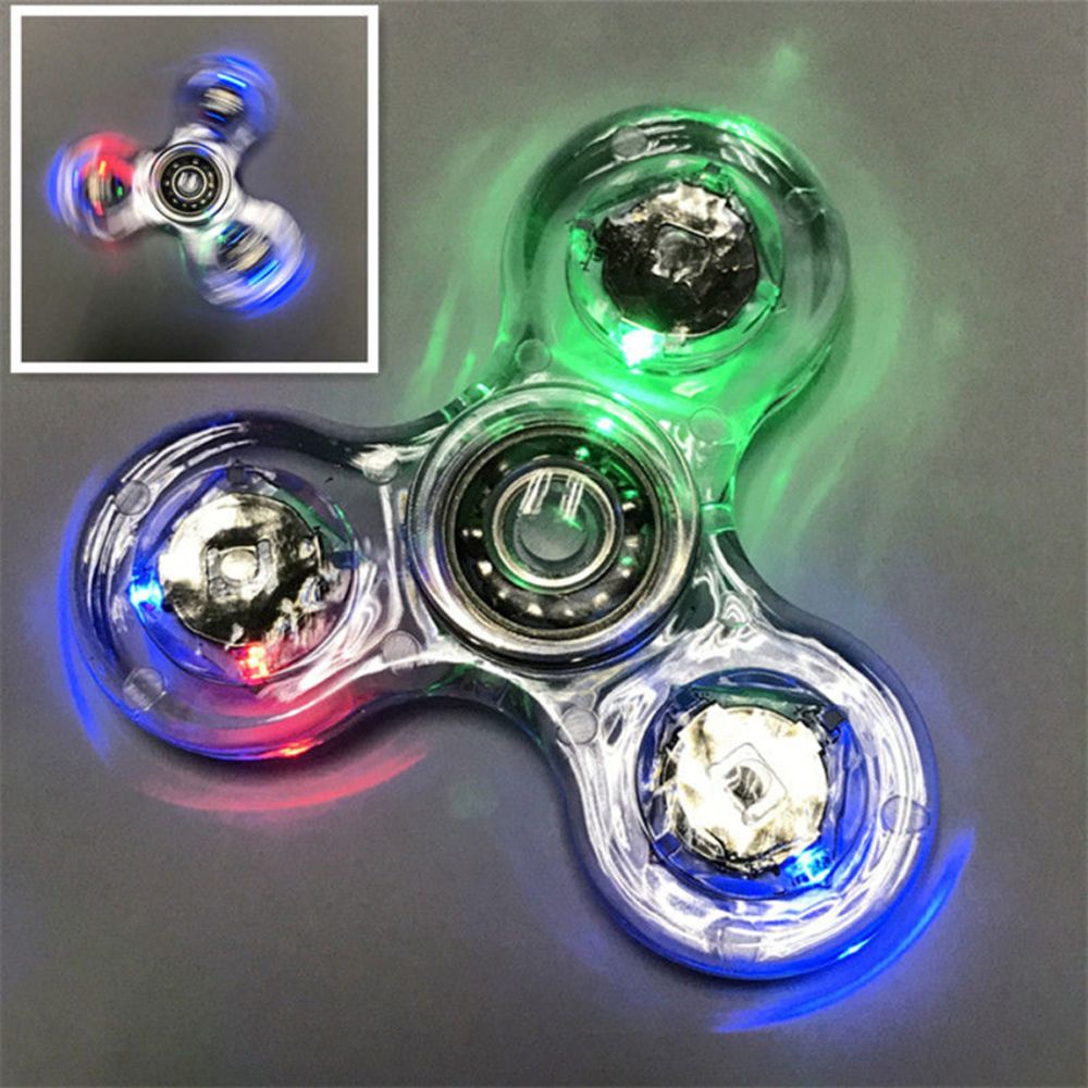 Quinton 1pc Mainan Fidget Spinner Transparan Dengan Lampu Led Glow In The Dark Untuk Anak / Dewasa