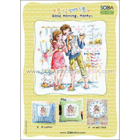 Paket DIY Craft Sulam Kristik Strimin Sodastitch SO-3107 - Good Morning, Honey~ Korea Couple