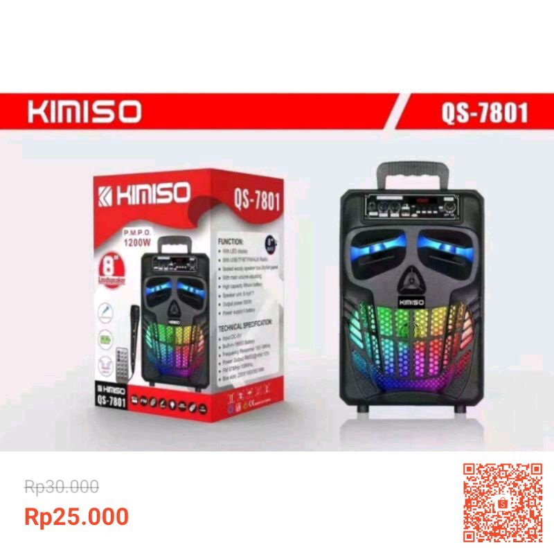 Speaker Bluetoothh Karaoke Free Mic 8,5Inchi QS7801/