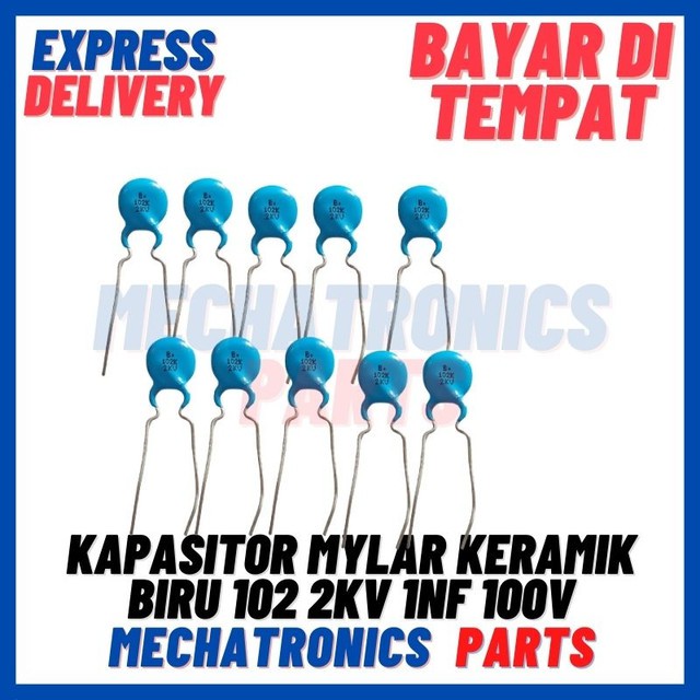 [PAS-9627] KAPASITOR MYLAR KERAMIK BIRU 102 2KV 1NF 100V